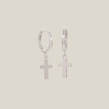 Mini Plain Cross Dangle Drop Earrings - Anygolds