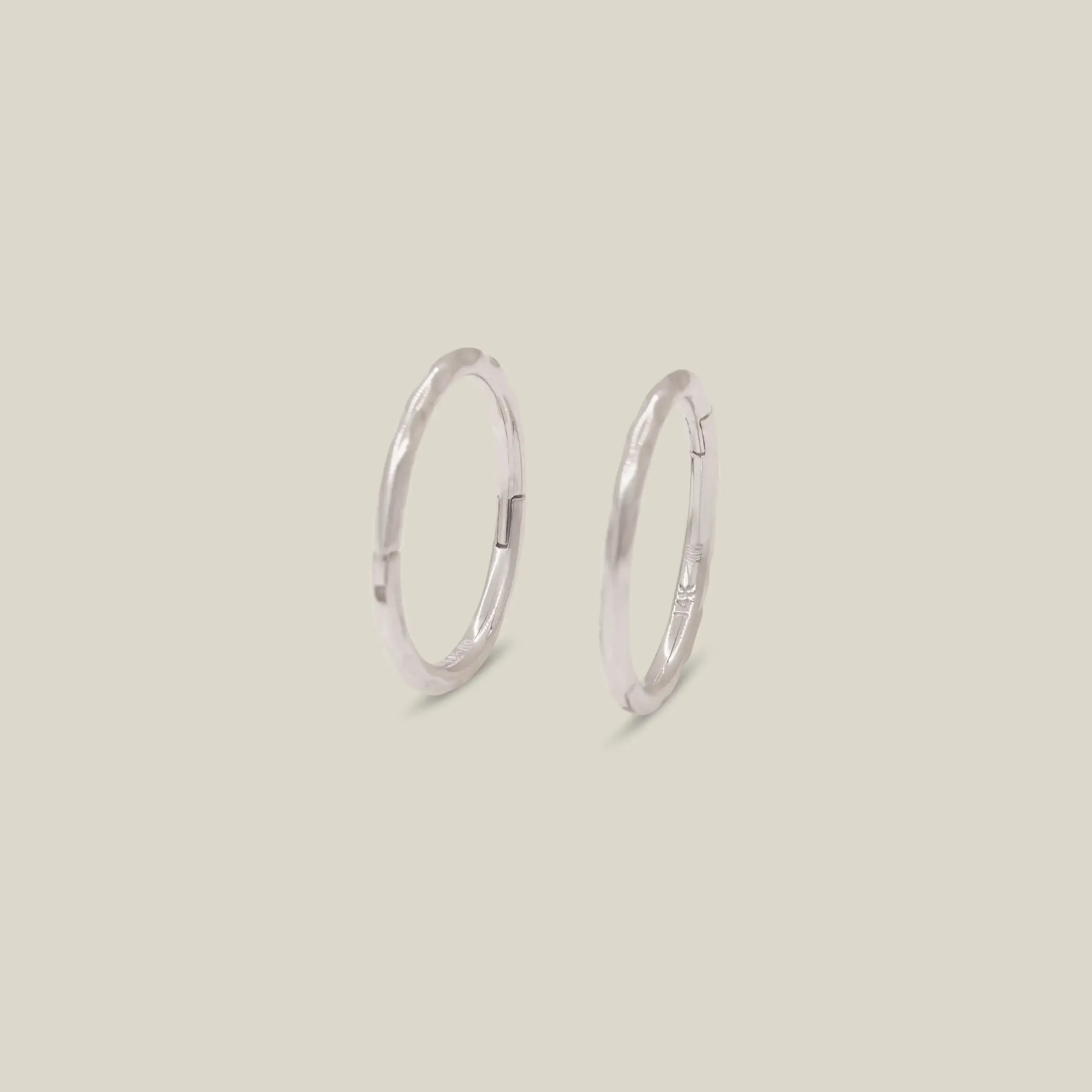 14K Solid Gold Hammered Texture Hoops – Anygolds