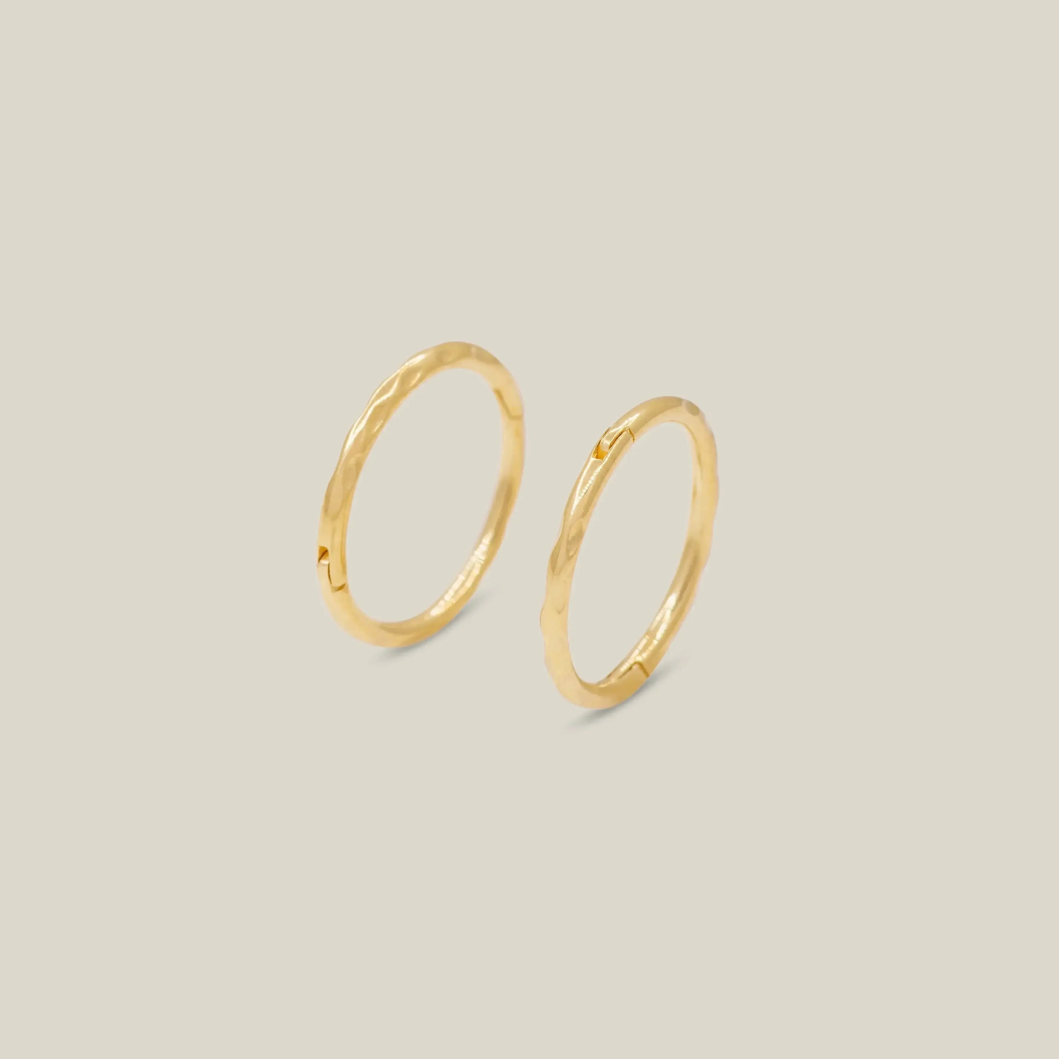 14K Solid Gold Hammered Texture Hoops – Anygolds