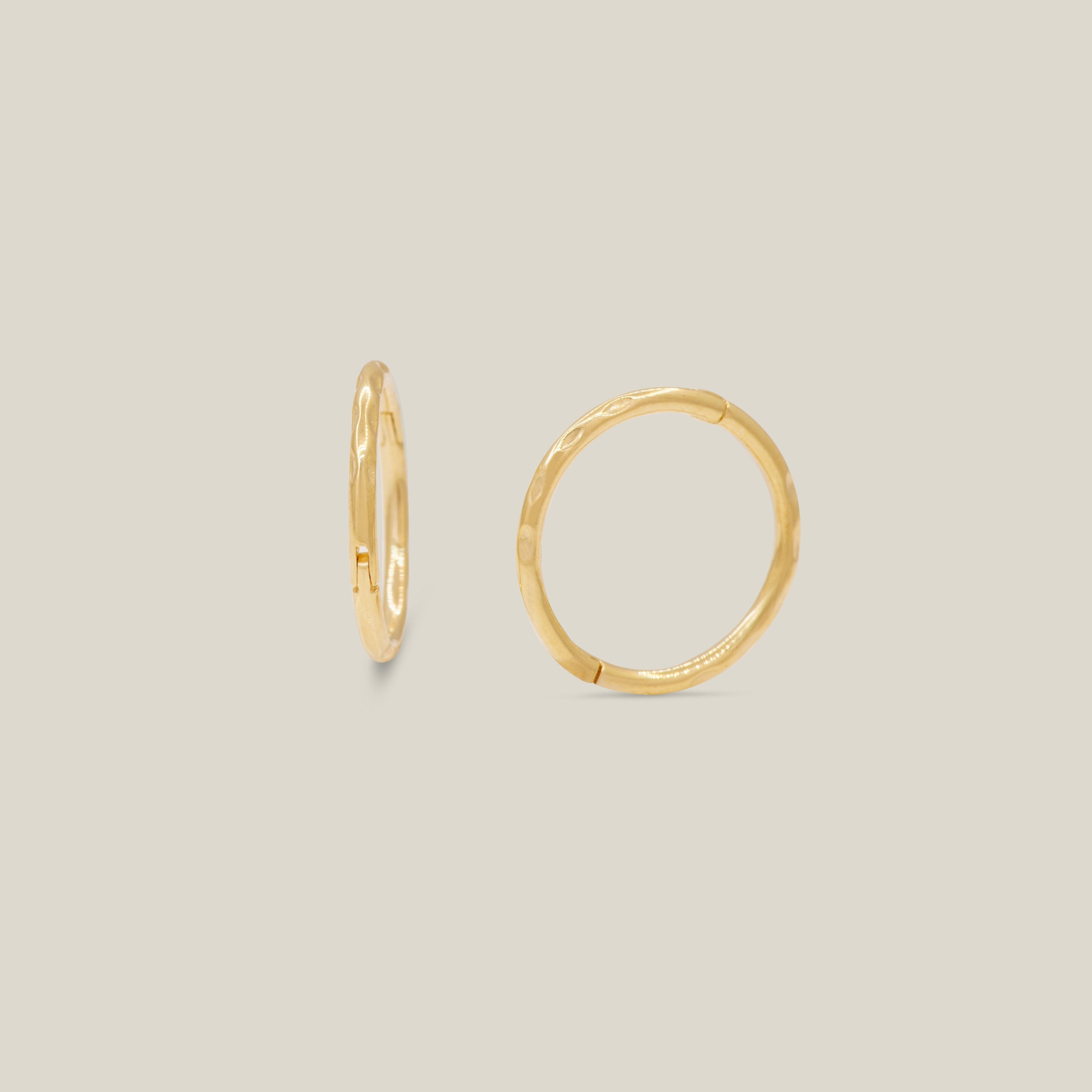 Hammered Texture Thin Hoop Earrings - Anygolds