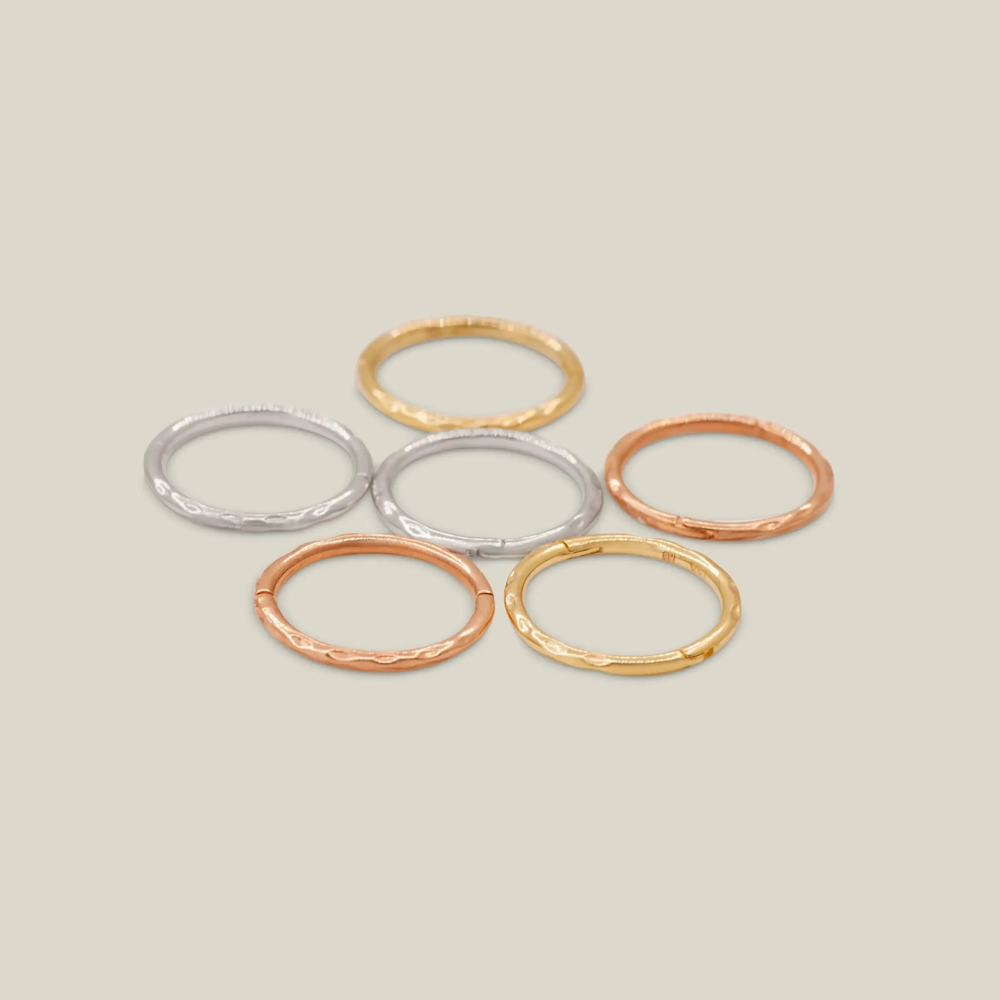 14K Solid Gold Hammered Texture Hoops – Anygolds