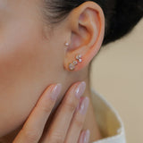 Pear & Round Bezel Stud Earrings