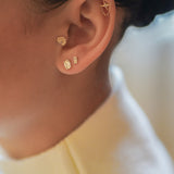 Mixed Baguette & Round Stud Earrings