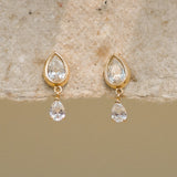 Double Teardrop Dangle Stud Earrings