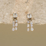 Baguette & Pear Fringe Stud Earrings