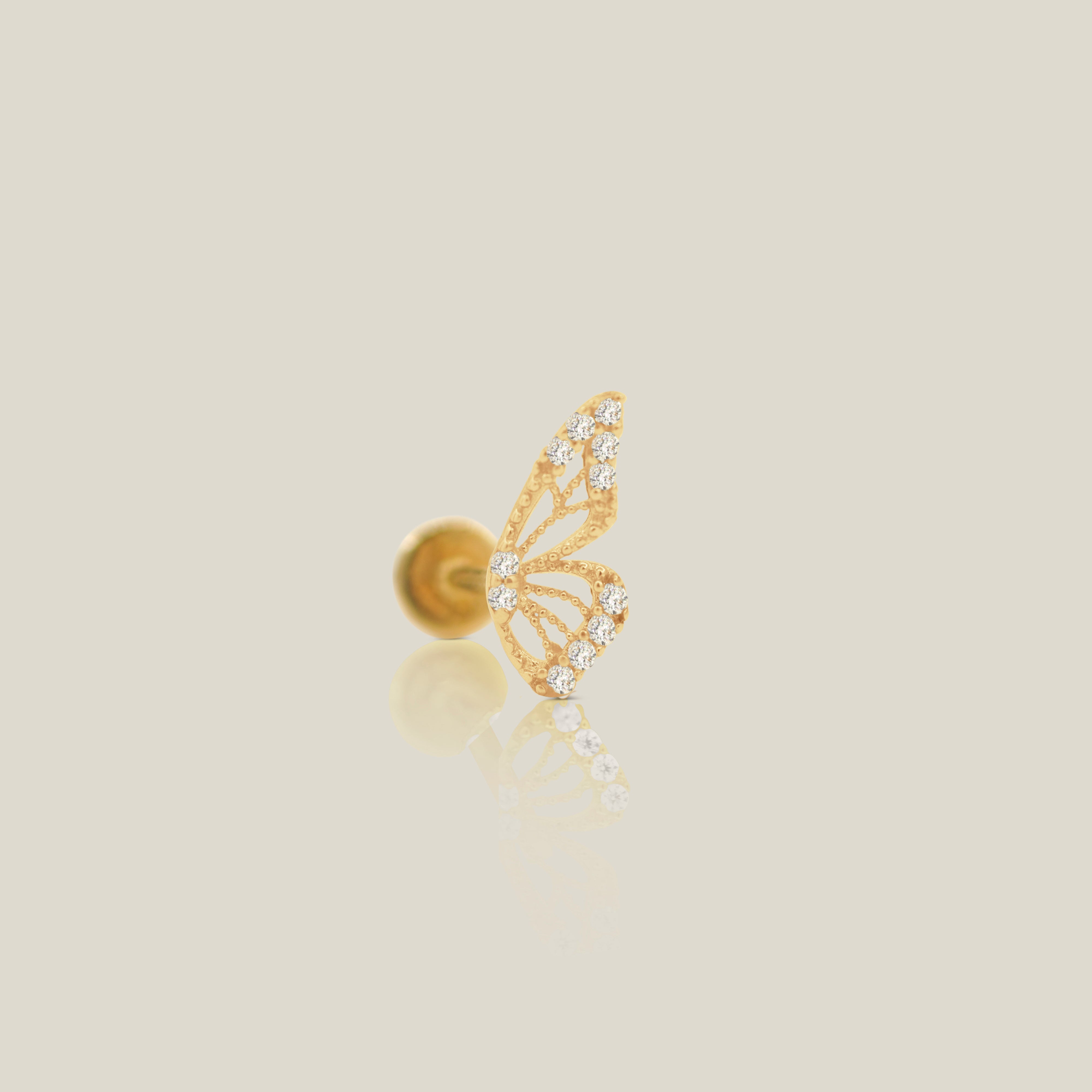 CZ Butterfly Wing Stud Piercing (Internal | External) - Anygolds