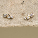 Mixed Bezel Trio Stud Earrings
