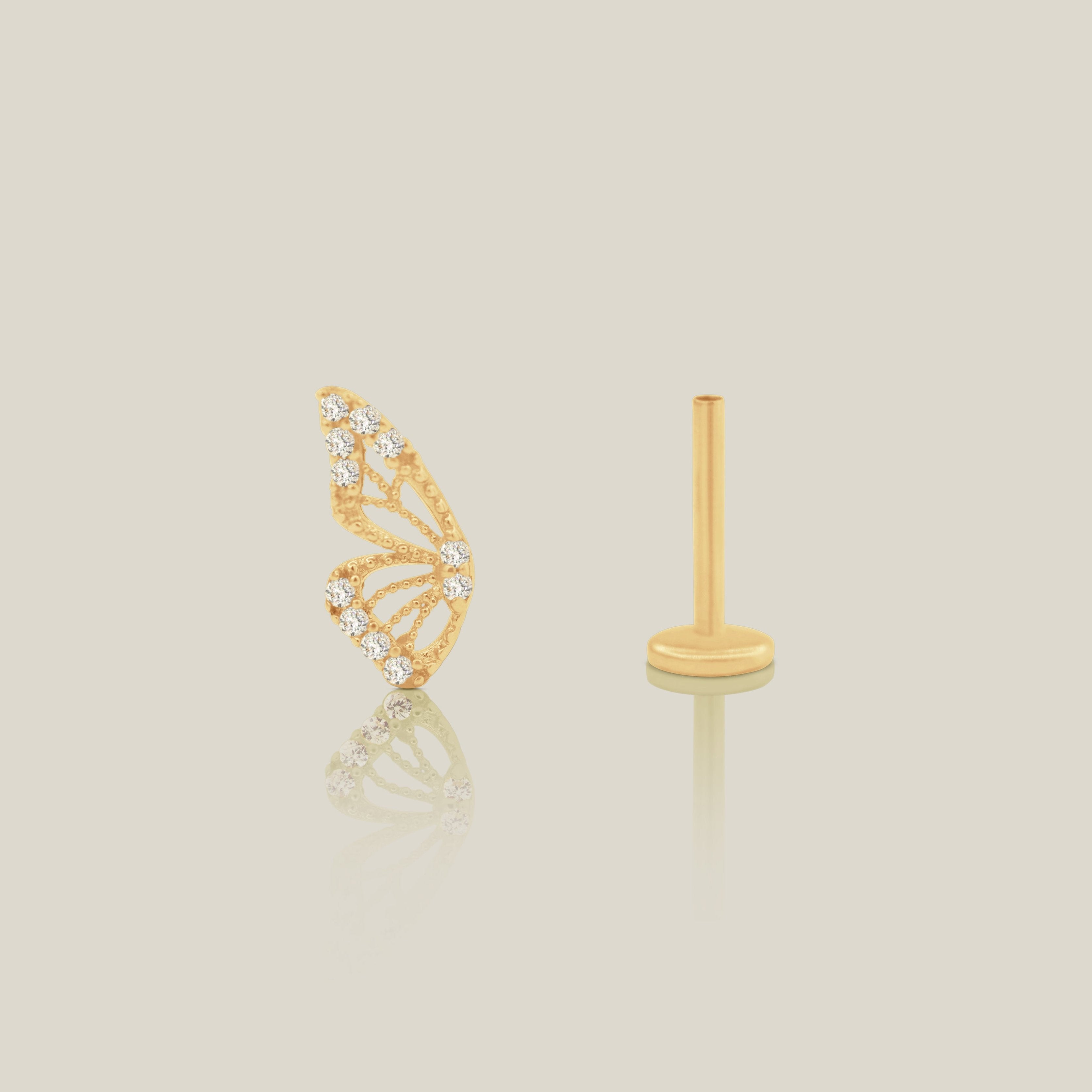 CZ Butterfly Wing Stud Piercing (Internal | External) - Anygolds