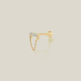 CZ Line Bar Dangle Chain Stud - Anygolds