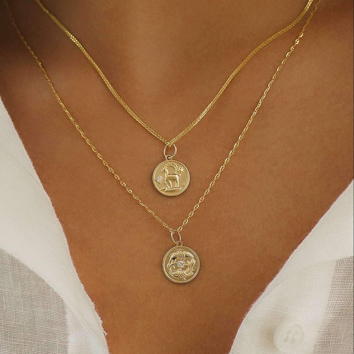 14k diamond zodiac pendant