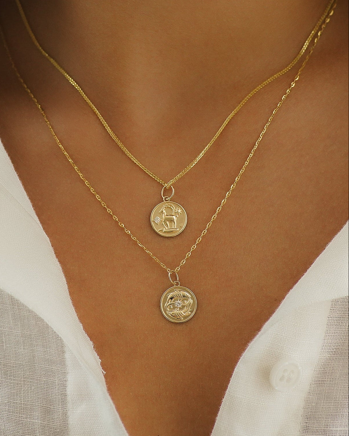 14k diamond zodiac pendant