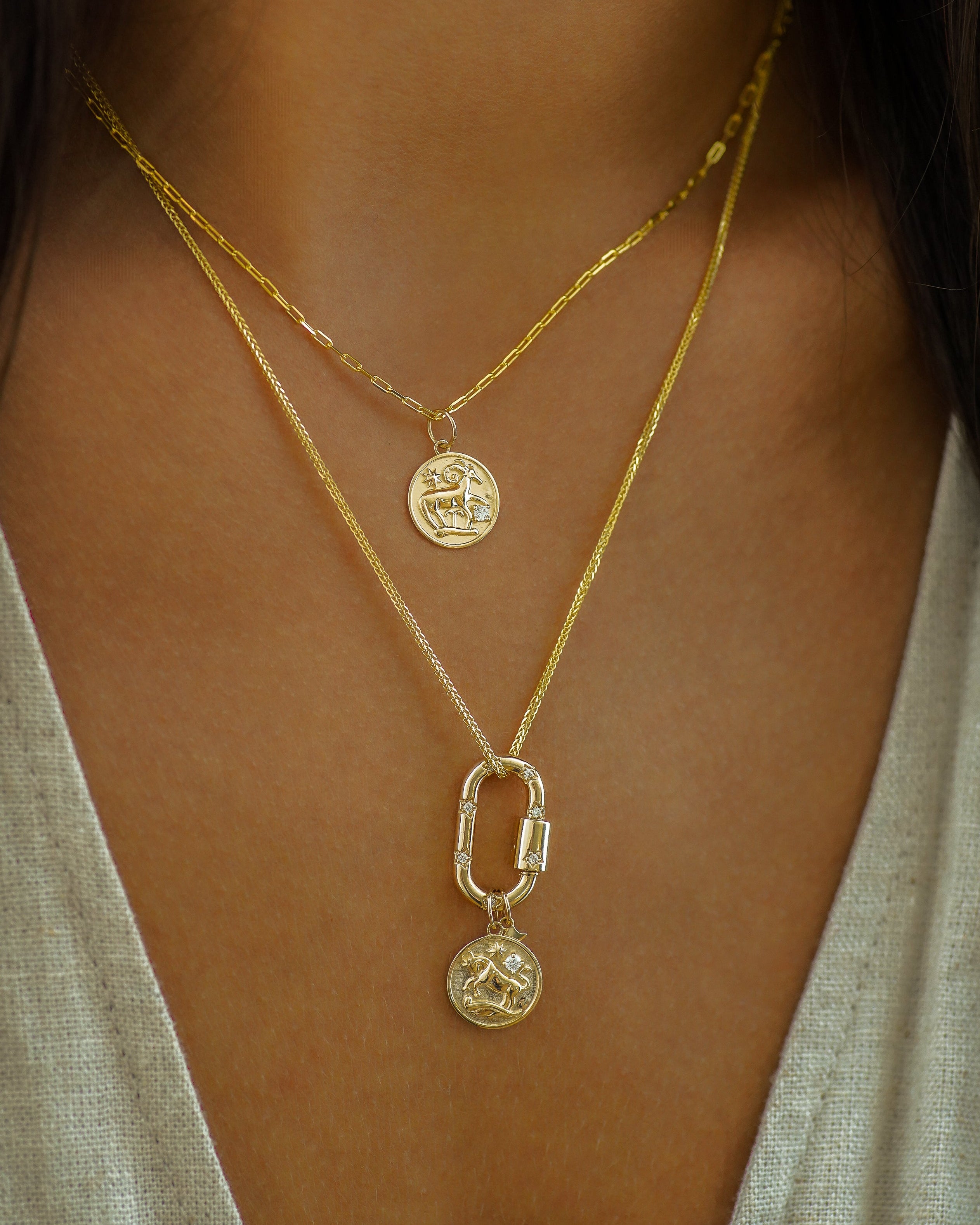 14k diamond zodiac pendant