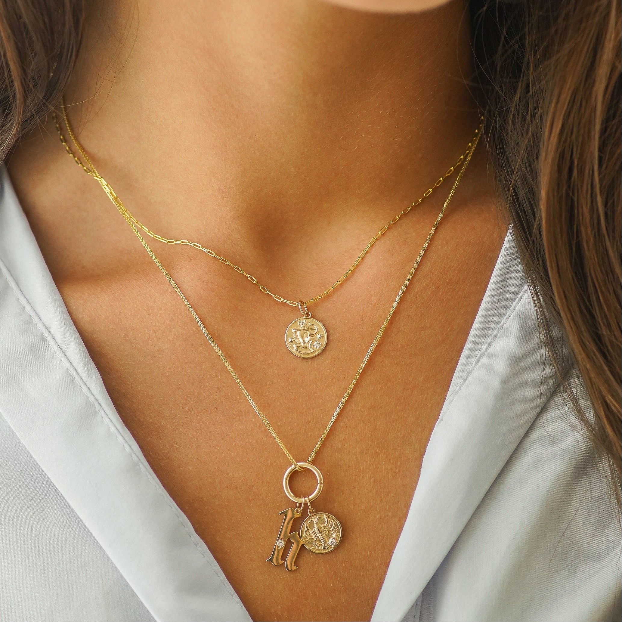 14k diamond zodiac pendant