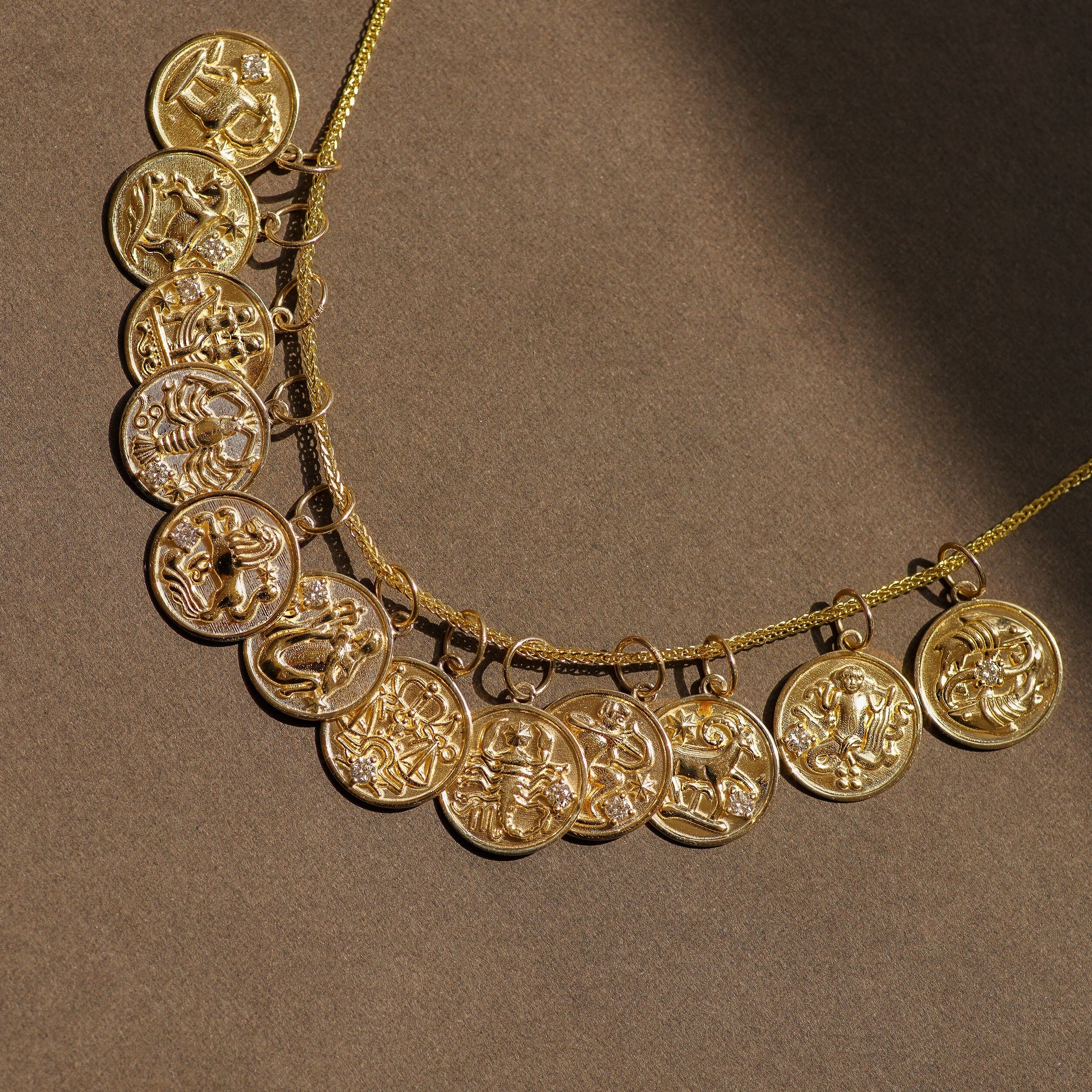 14k diamond zodiac pendant