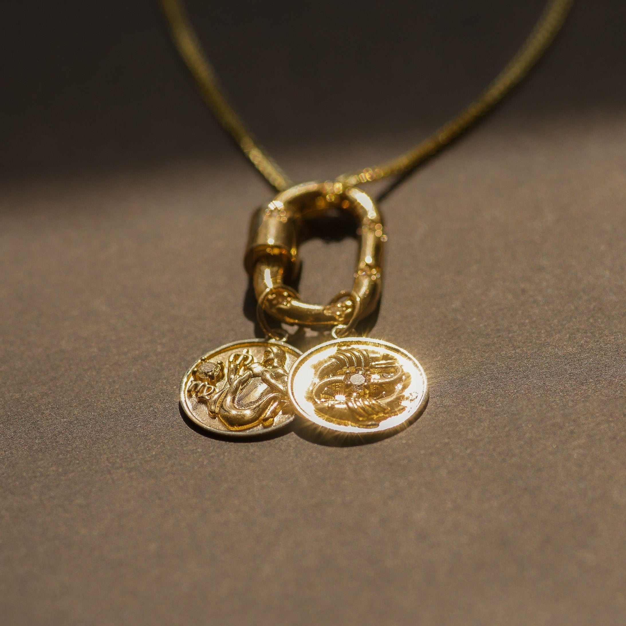 14k diamond zodiac pendant