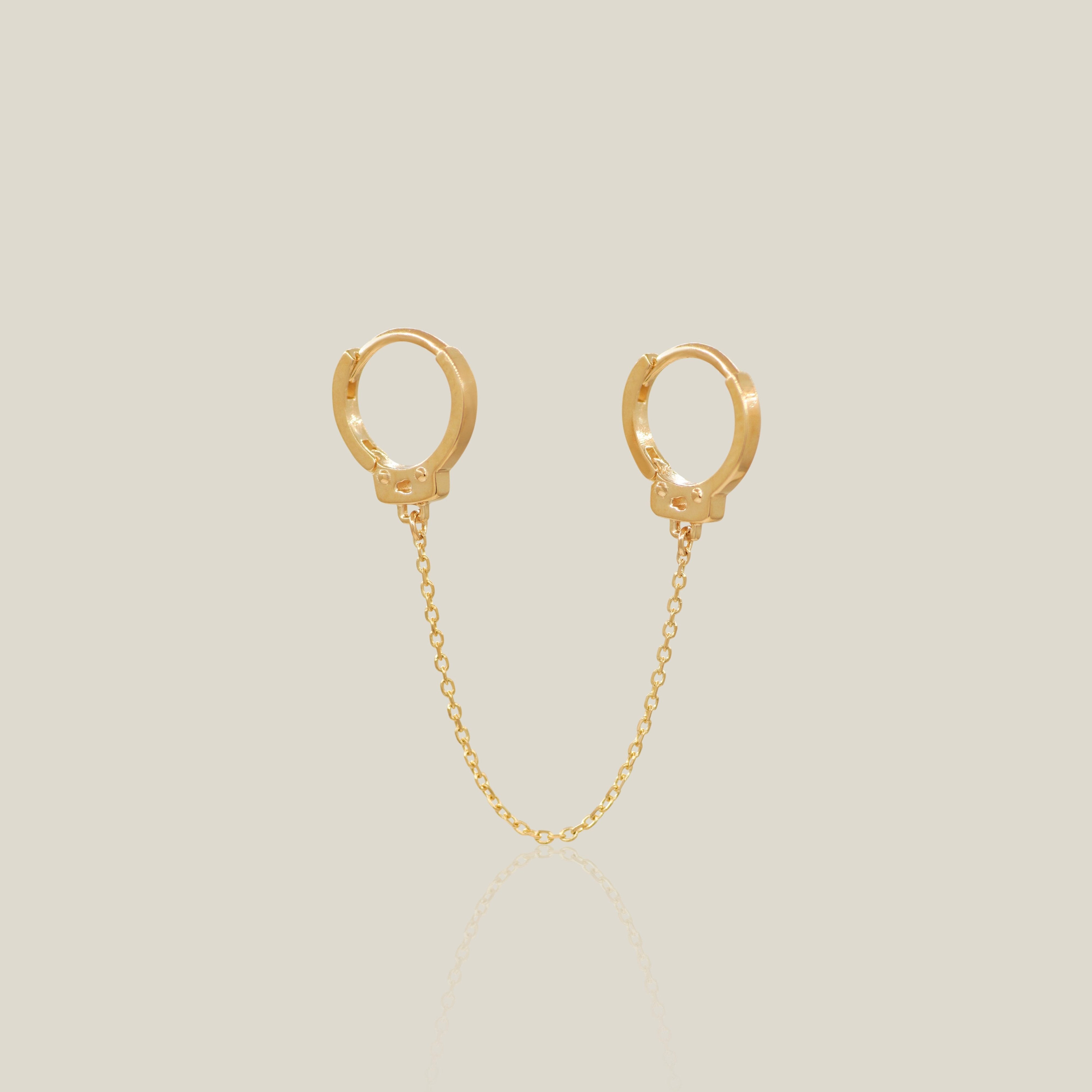 Handcuffs Chain Double Hoop Earring - Anygolds