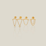 Curved Bar & Chain Stud (Internal Thread) - Anygolds