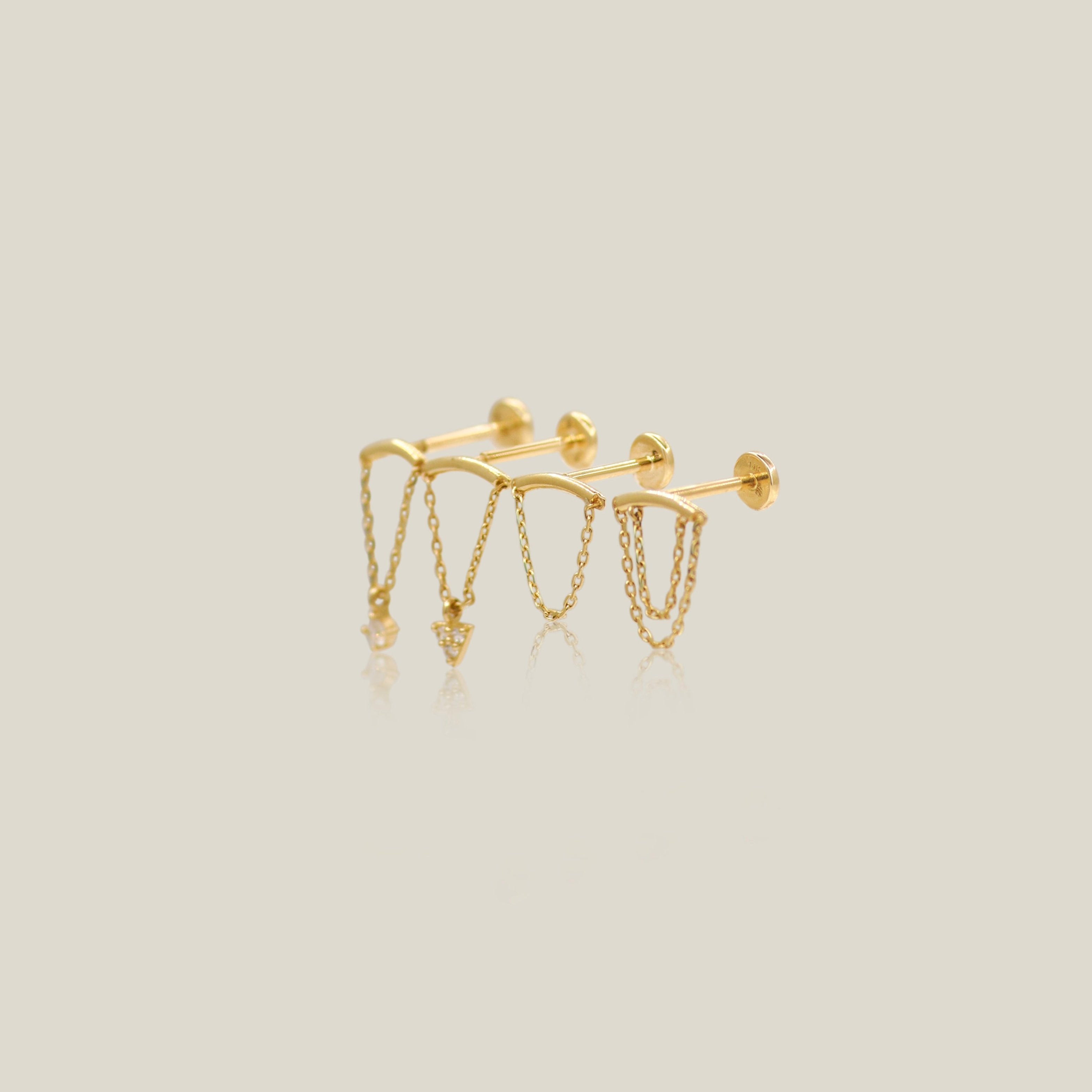 Curved Bar & Chain Stud (Internal Thread) - Anygolds