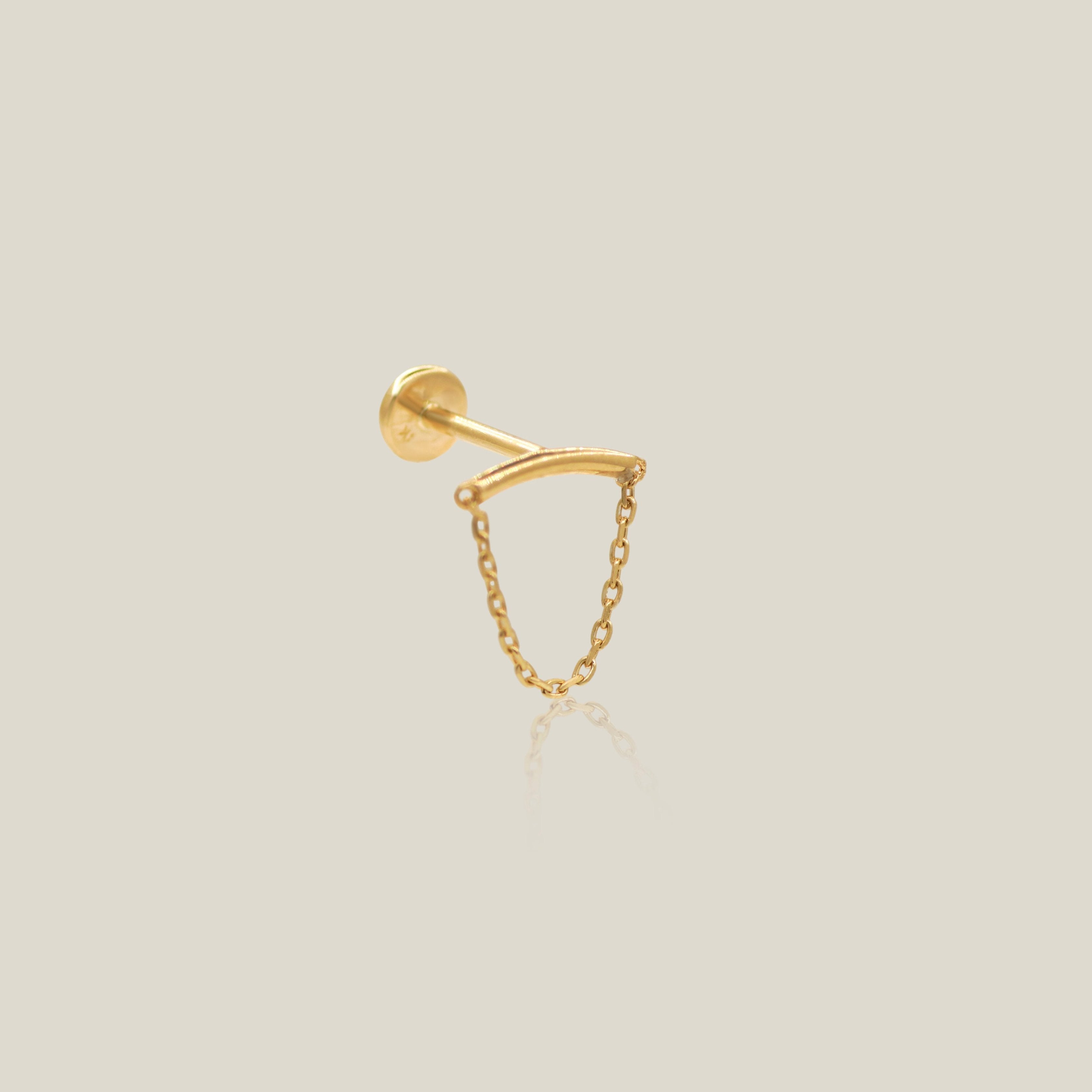 Curved Bar & Chain Stud (Internal Thread) - Anygolds