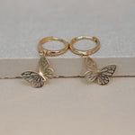 Open Butterfly Drop Huggie Earrings - Anygolds