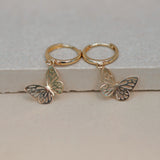 Open Butterfly Drop Huggie Earrings - Anygolds