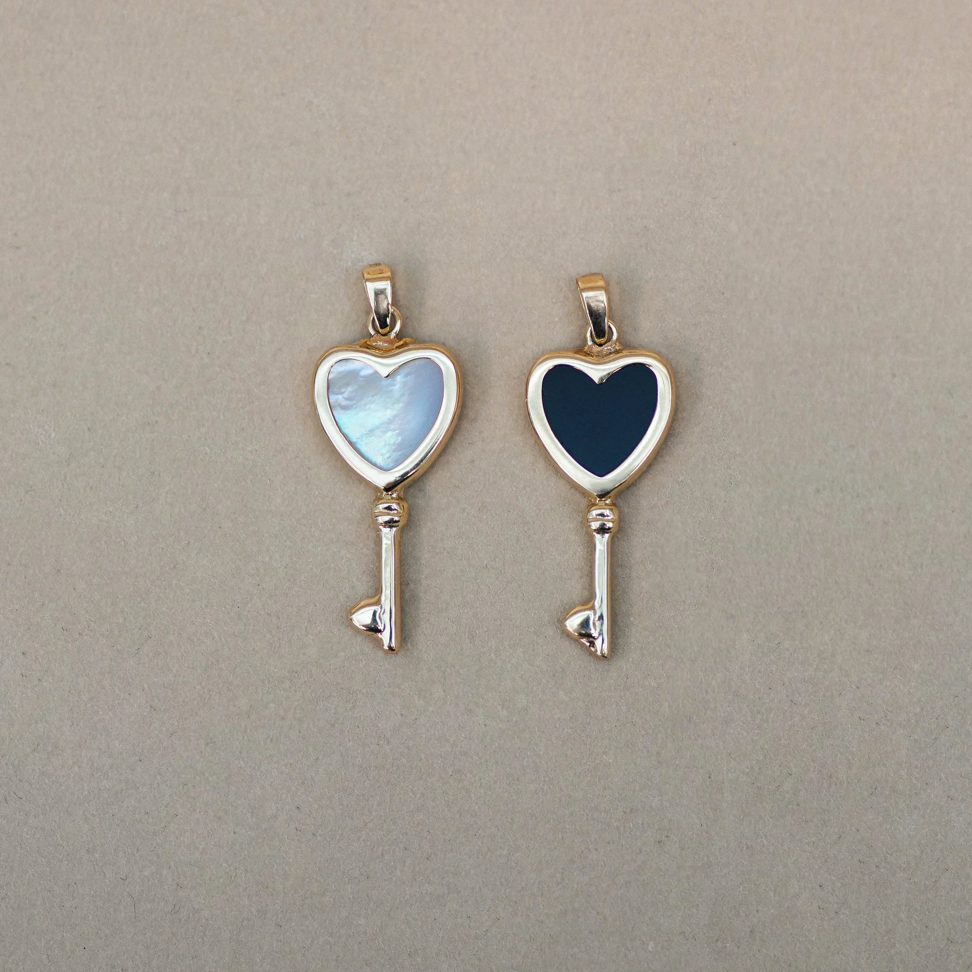 Gemstone Heart Key Pendant - Anygolds
