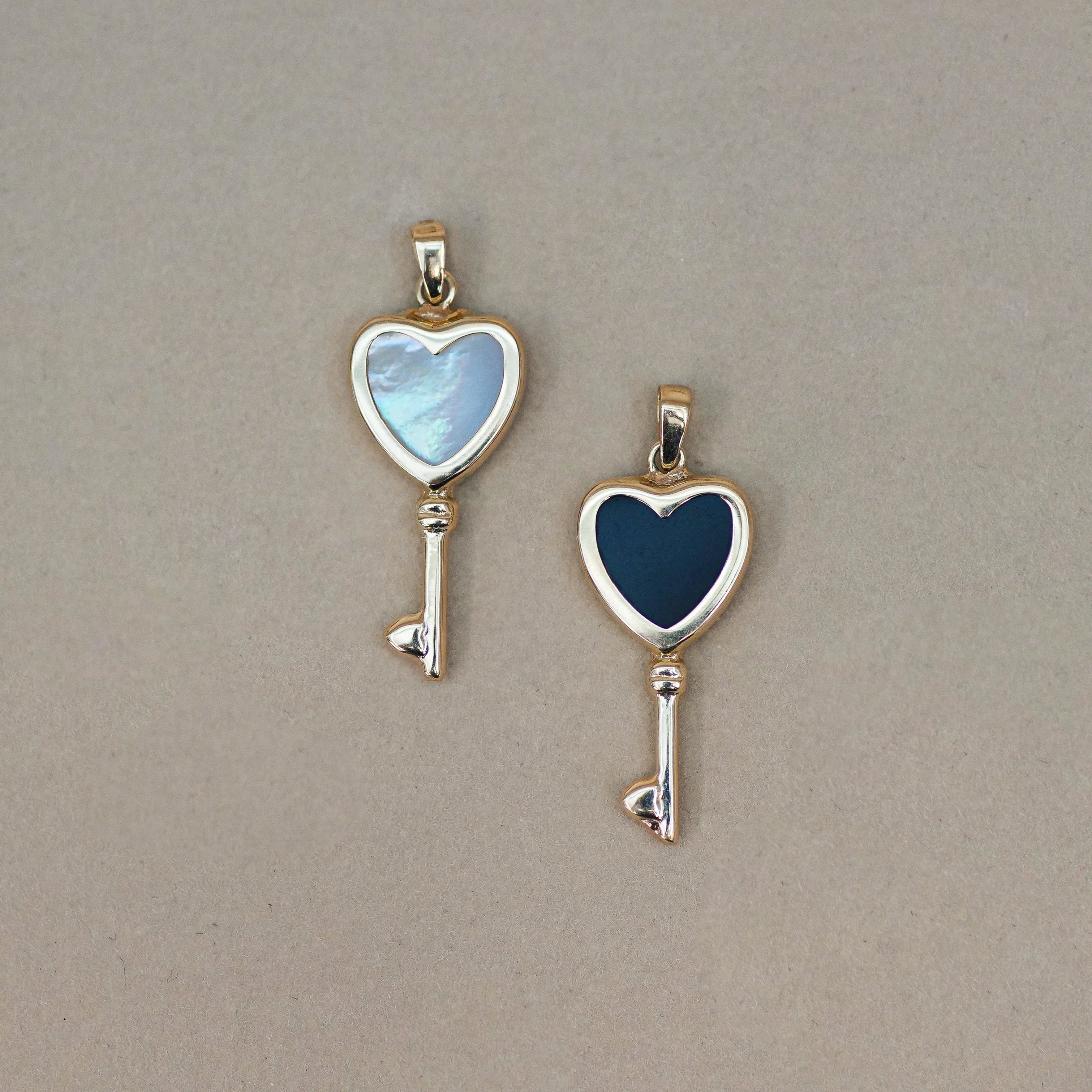 Gemstone Heart Key Pendant - Anygolds