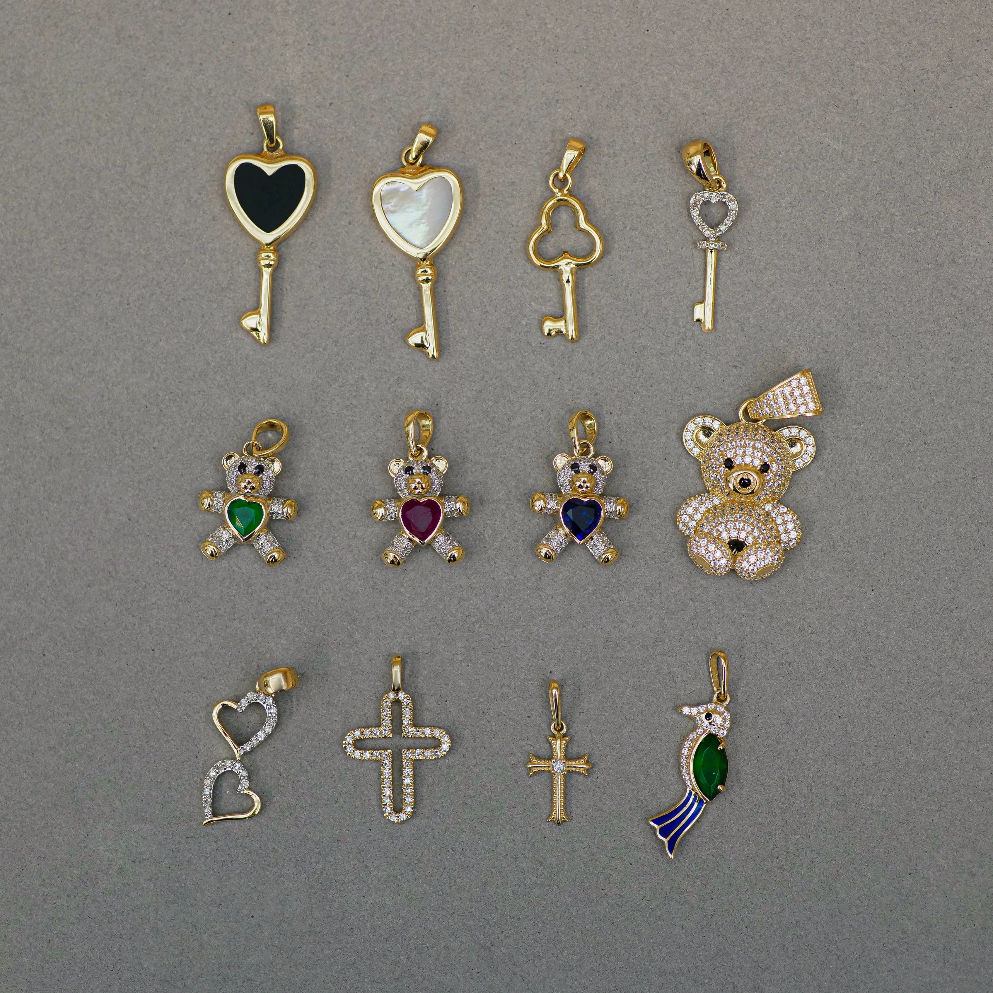 Gemstone Heart Key Pendant - Anygolds