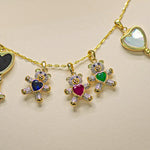Diamond Heart Teddy Bear Pendant - Anygolds