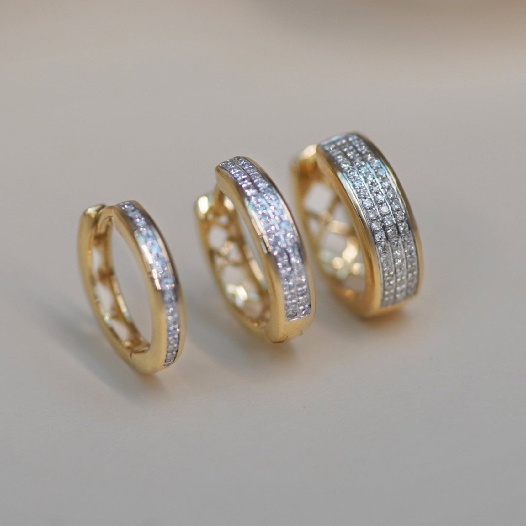 Multiple-Row Diamond Hoop Earrings - Anygolds