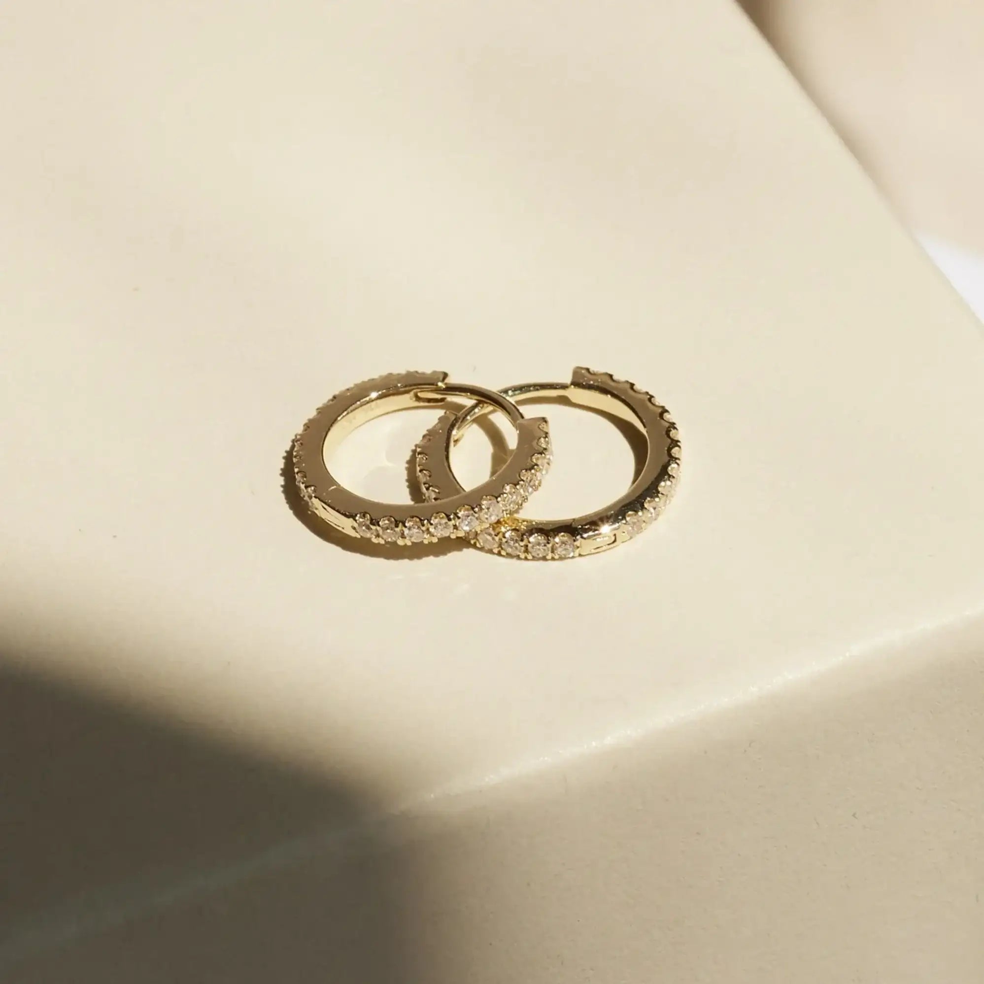 14K Solid Gold Diamond Round Eternity Hoop (Single, Pair) – Anygolds