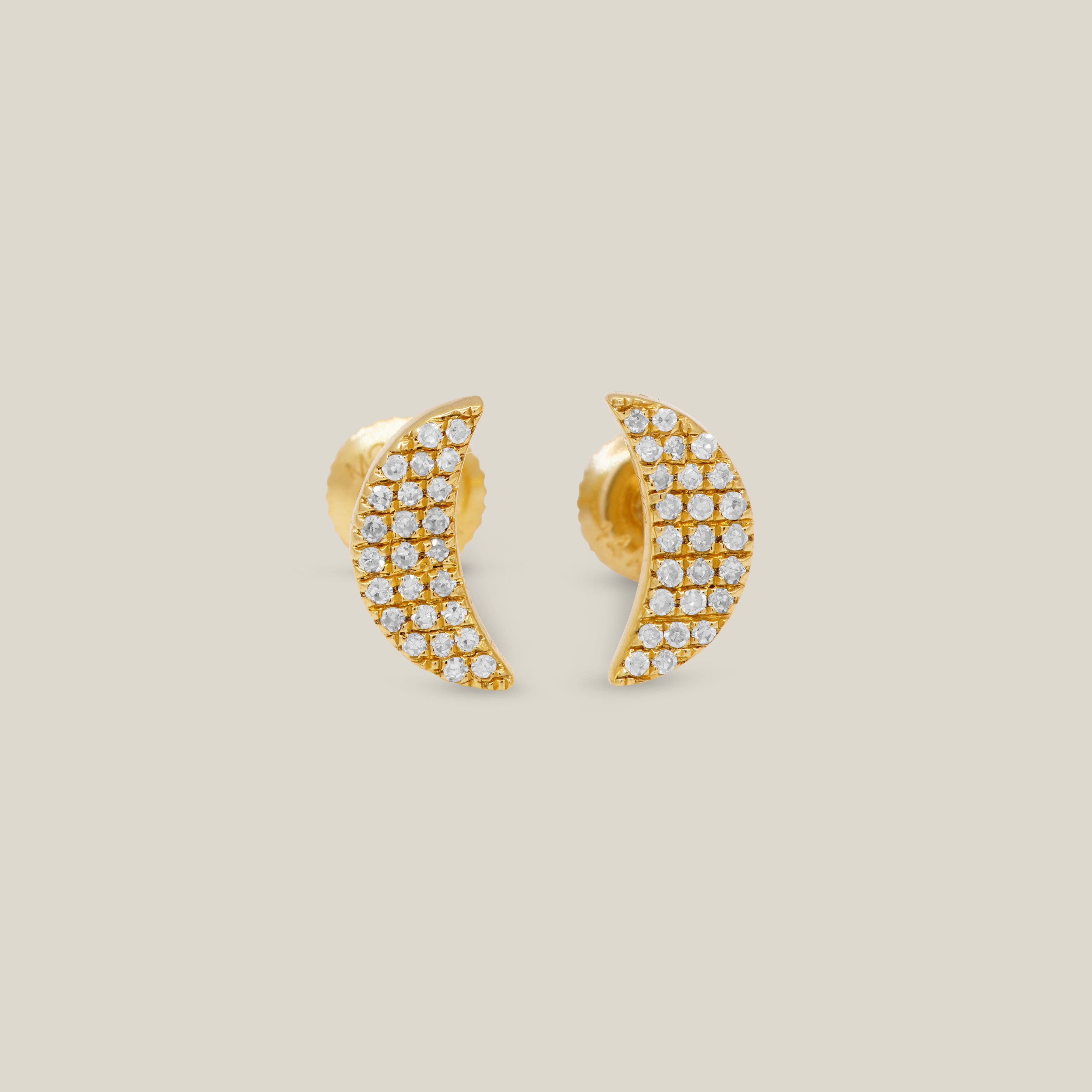 Diamond Crescent Luna Stud Earrings