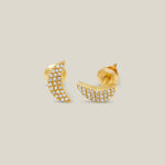 Micro-Pavé Diamond Crescent Luna Stud Earrings - Anygolds