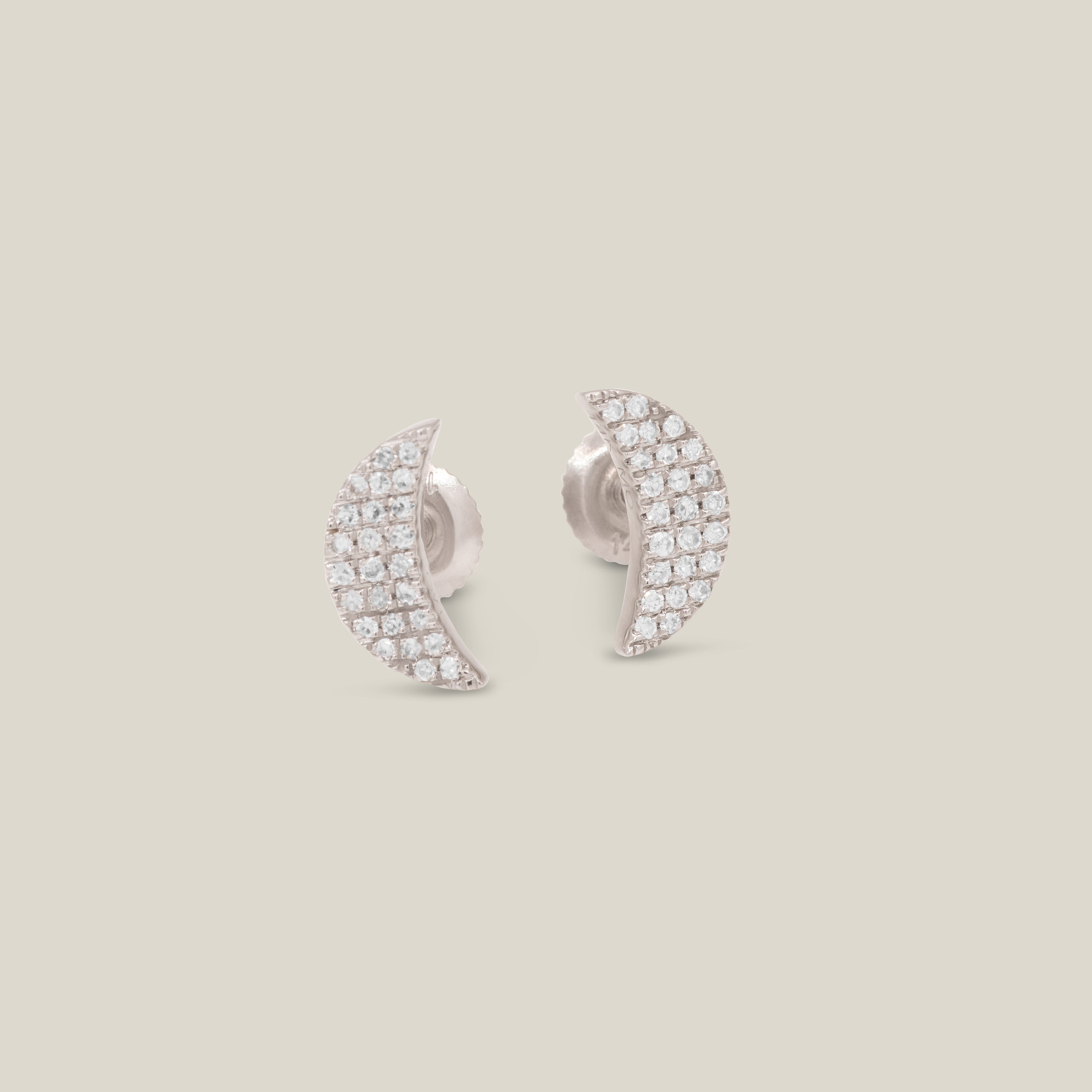 Diamond Crescent Luna Stud Earrings