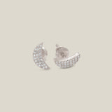 Micro-Pavé Diamond Crescent Luna Stud Earrings - Anygolds