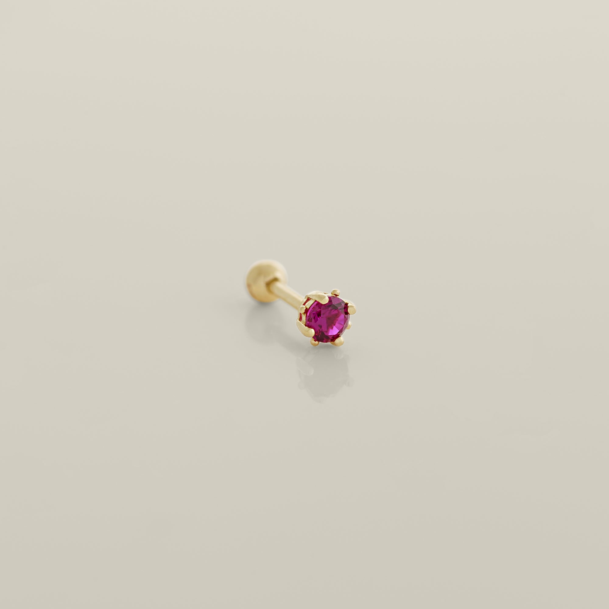 Solitaire Birthstone Stud Piercing Earring | Ruby, Emerald, Sapphire