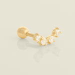 Four CZ Stones Curved Stud - Anygolds