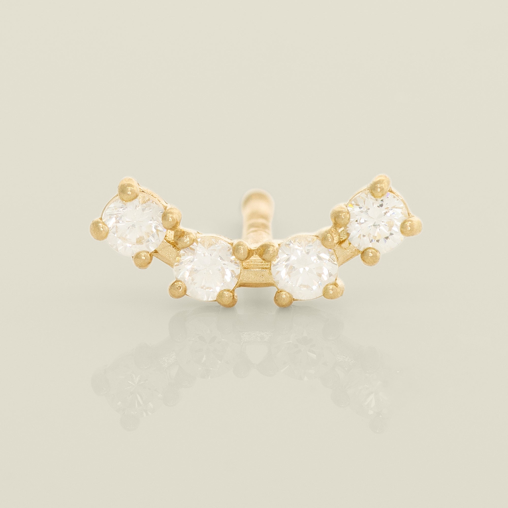 Four CZ Stones Curved Stud - Anygolds