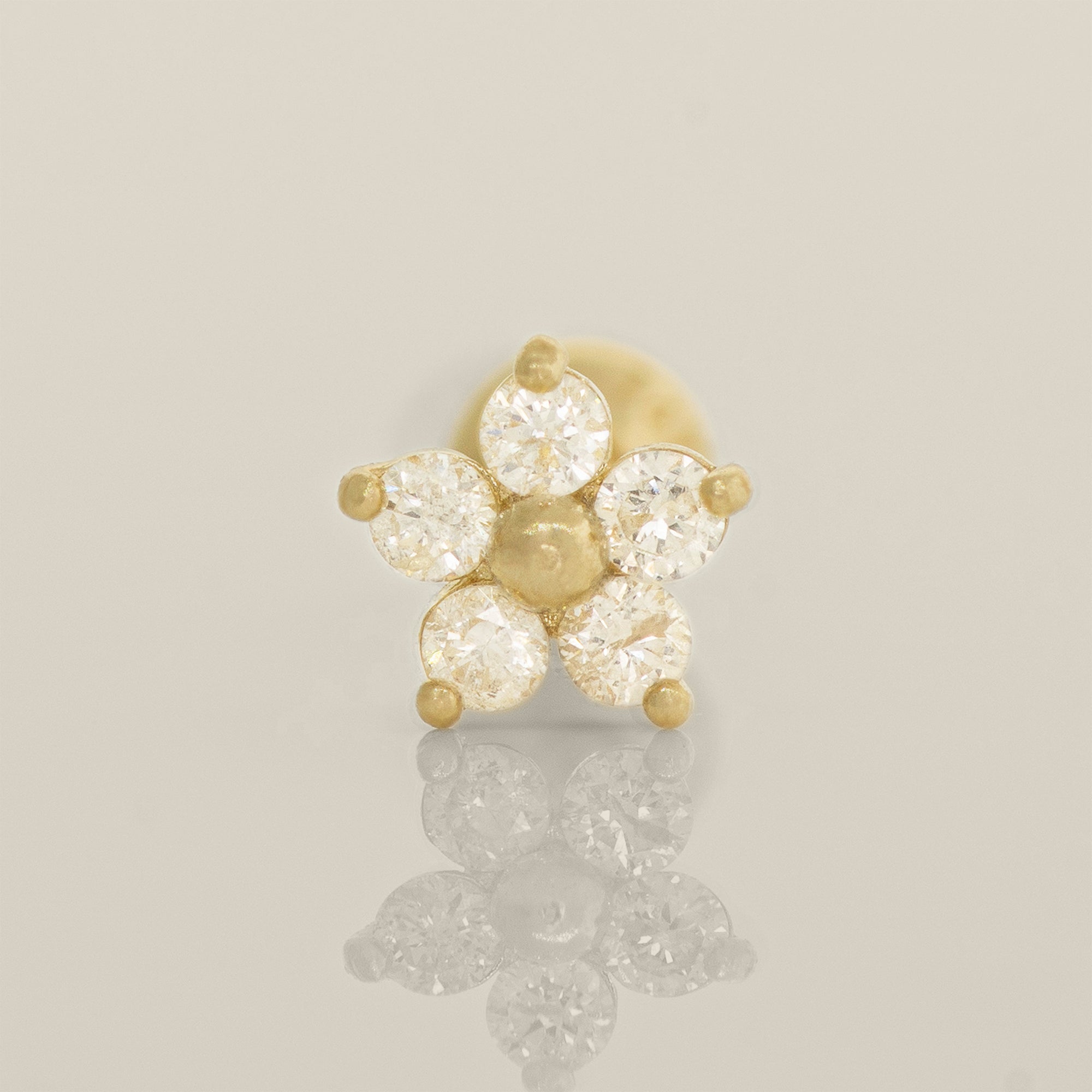 Diamond Mini Daisy Flower Stud Piercing Earring - Anygolds