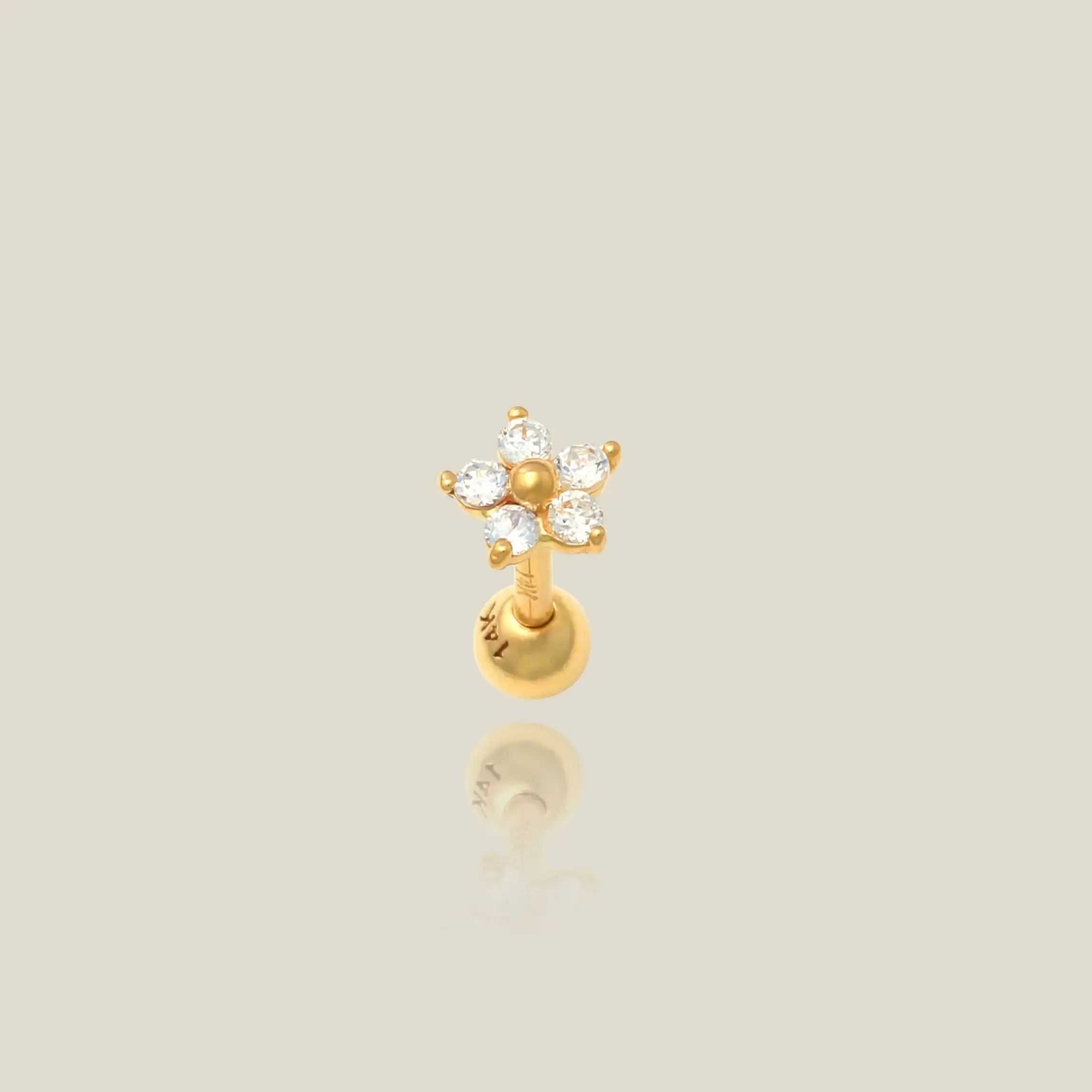 14K Solid Gold Mini Daisy Flower Stud (Internal | External) – Anygolds