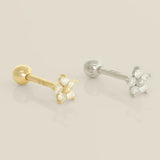 14K Solid Gold Mini Daisy Flower Stud (Internal | External) – Anygolds