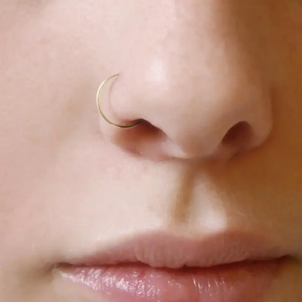 14K Solid Gold Plain Endless Hoop – Anygolds