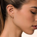 14K Solid Gold String Bow Ribbon Stud Piercing Earring - Anygolds 