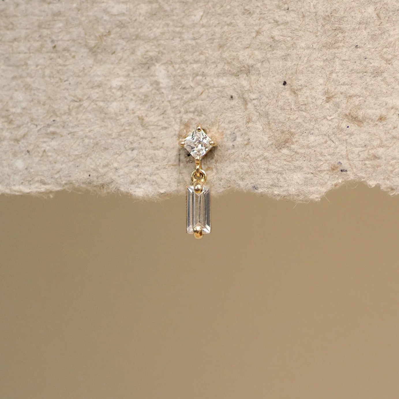 Princess Baguette Drop Stud