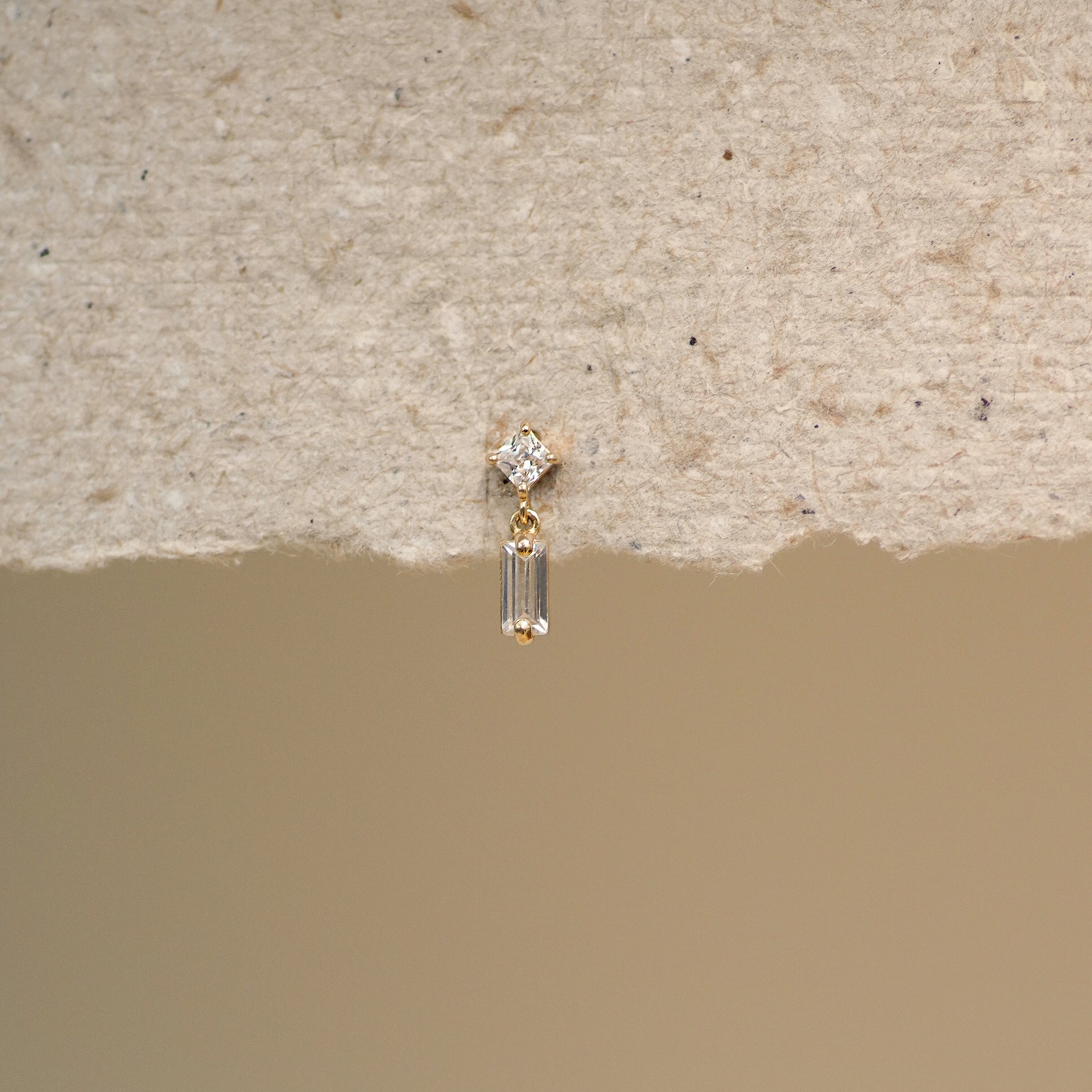 Princess Baguette Drop Stud