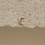 Triple Stone Crescent Moon Stud
