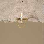 14K North Star Flare Chain Stud Earring