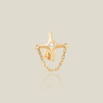 14K North Star Flare Chain Stud Earring