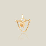 14K North Star Flare Chain Stud Earring