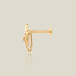 14K North Star Flare Chain Stud Earring